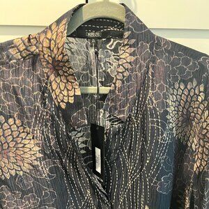 Dressori Floral Abstract Blouse, Gold, Blush, and Navy, Size 2X with tags